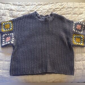 Universal Thread Women's Crochet Knit Top - Gray and Multicolor